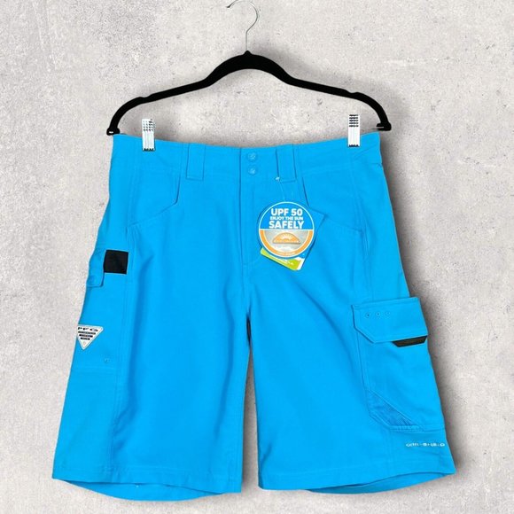 Columbia Mens Cargo Short Size 30 x10 Blue UPF 50 Sun Protect Omni Shield /Shade - Picture 1 of 12